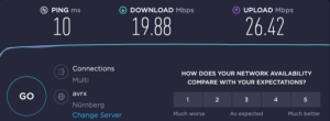 Glasfaser Speedtest Ping 10 ms