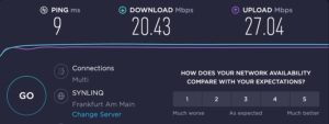 Glasfaser Speedtest Internet Speedtest Ping 9 ms